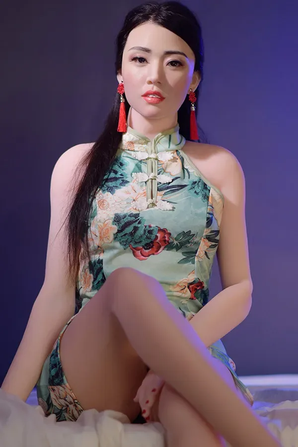 165cm #86 Silicone Head Slim Body Fair Skin Small Round Breast 6YE Doll Classic Eleglant Chinese Cheongsam Beauty Sex Doll Xiaoyu view 3
