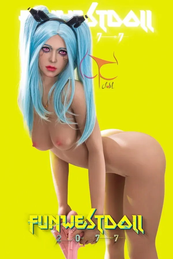 Assos TPE Funwest Dolls #030 Head 157cm (5.15ft) C Cup Sex Doll Blue Hair Skinny Real Doll Anime Role American Sexdolls view 3